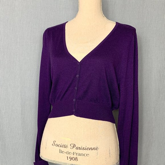 Purple ESPRIT Cardigan / Crop Cardigan / Women's XL Cardigan / Women's Cardigan - Picture 3 of 4